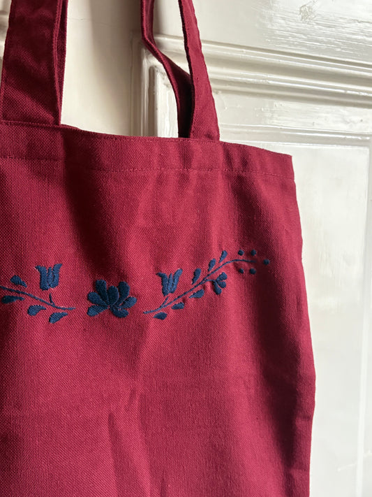 Bordo & Navy Tote Bag